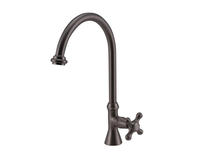Grifo de lavabo PB Classic con pomo de estrella agua fría con caño alto redondo acero inoxidable 1208953276