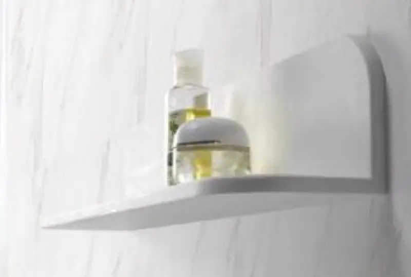 Solid-S Planchet Cesta de ducha de superficie sólida, color blanco mate, 90 x 12 cm, con fijación oculta 1208953448