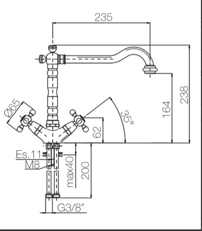 Grifo de cocina de estilo rústico V1910 negro mate 1208953461