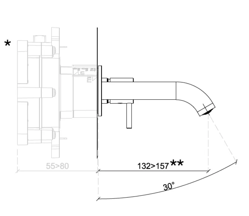 Grifo mezclador de lavabo SB Round empotrado negro mate - 132mm