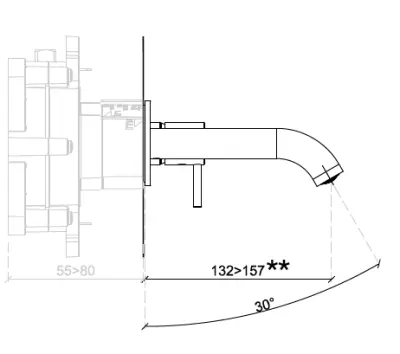Chrome SB Round concealed basin mixer tap 132mm