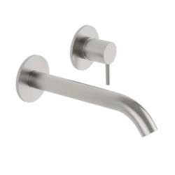 Grifo mezclador de lavabo SB Round empotrado níquel satinado 162mm