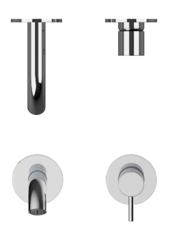 Grifo mezclador de lavabo SB Round empotrado níquel satinado 162mm