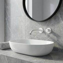 Grifo mezclador de lavabo SB Round empotrado blanco mate 162mm
