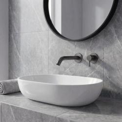 Grifo mezclador de lavabo SB Round empotrado gris plomo PVD 162mm