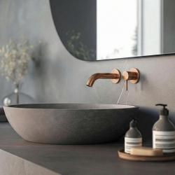 Grifo mezclador de lavabo SB Round empotrado de cobre 316 PVD satinado 102mm