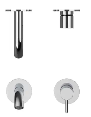 SB Round recessed basin mixer tap in satin finish brass 316 PVD 162mm