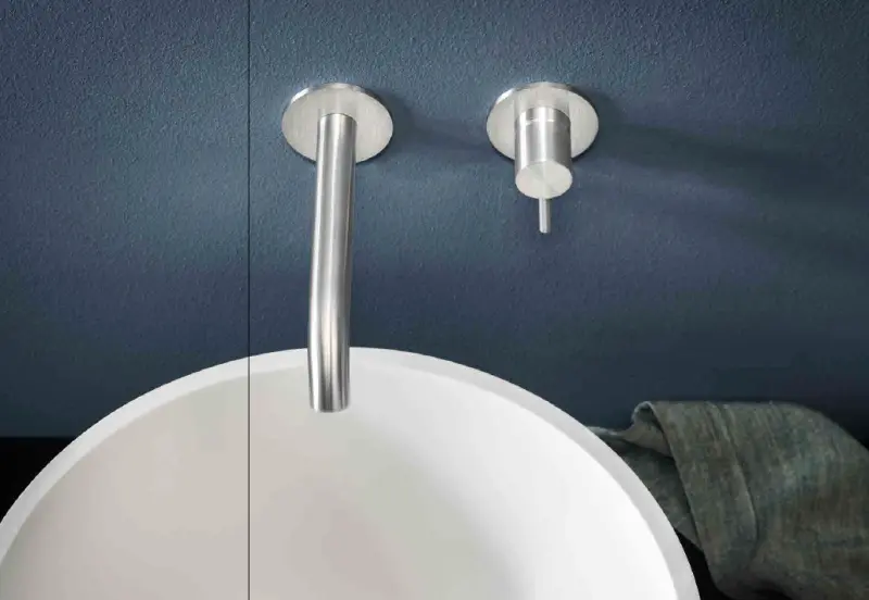 Grifo mezclador de lavabo SB Round empotrado de latón satinado 316 PVD 162mm