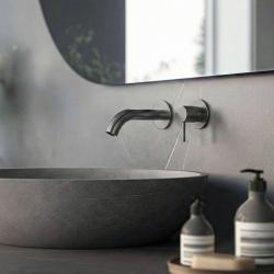 Grifo mezclador de lavabo SB Round empotrado  Gris plomo 316 PVD 102mm