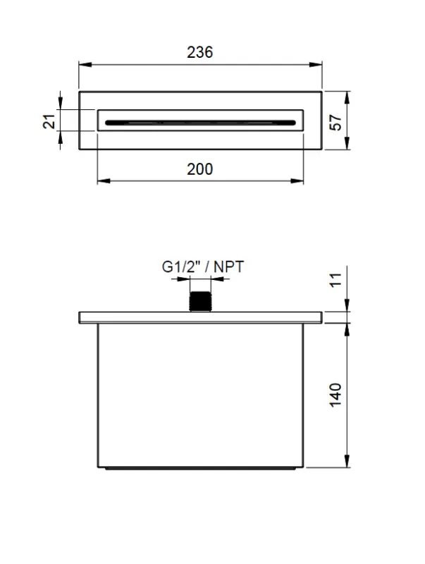 Caño en cascada SB 316 montaje en superficie acero inoxidable macizo 1208953546