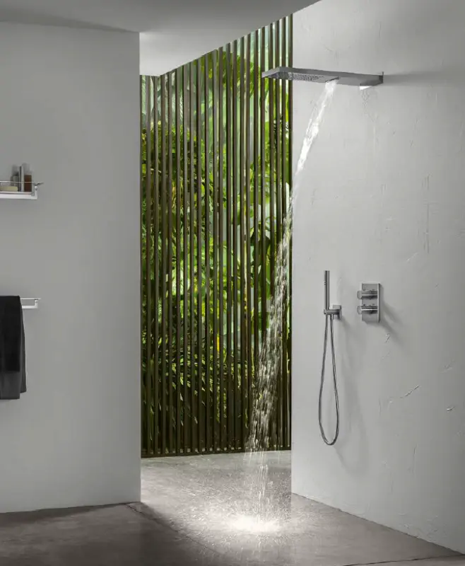 Conjunto de teleducha SB 316 Square con flexo y soporte de suspensión acero inoxidable