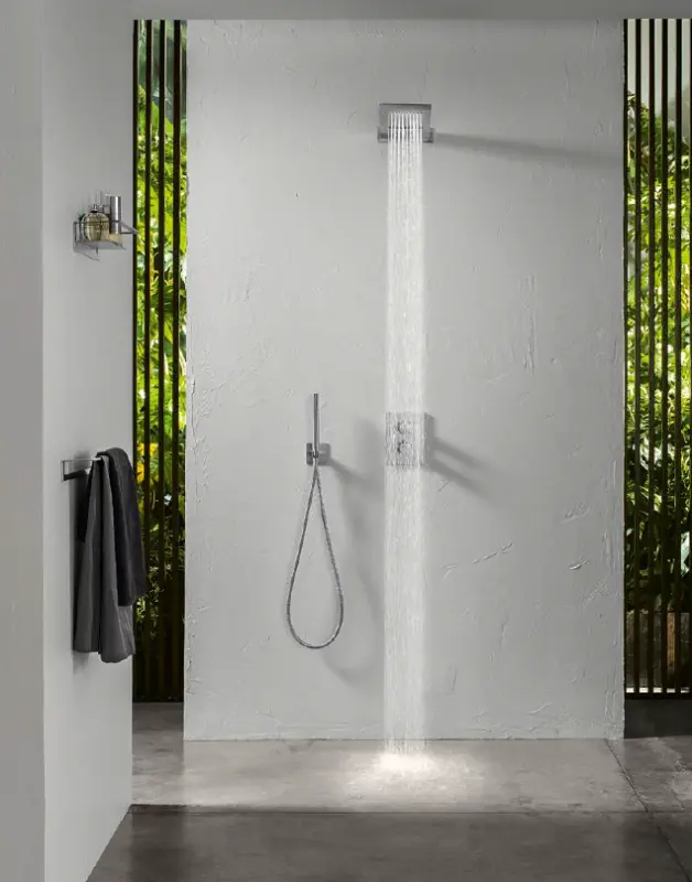 Conjunto de teleducha SB 316 Square con flexo y soporte de suspensión acero inoxidable