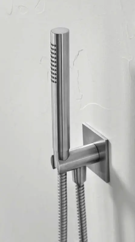 Conjunto de teleducha SB 316 Square con flexo y soporte de suspensión acero inoxidable