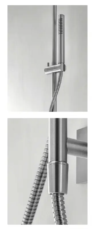 Conjunto de barra de ducha SB 316 Square con teleducha y flexo de ducha acero inoxidable