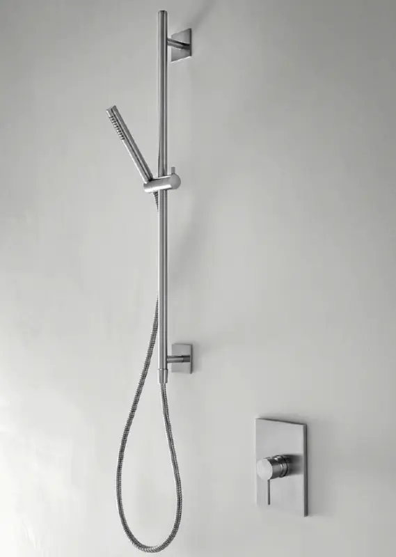 Conjunto de barra de ducha SB 316 Square con teleducha y flexo de ducha acero inoxidable