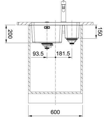 Franke Mythos MYX 160.34.16 BL one and a half stainless steel sink undermount 34+16cm 122.0638.273