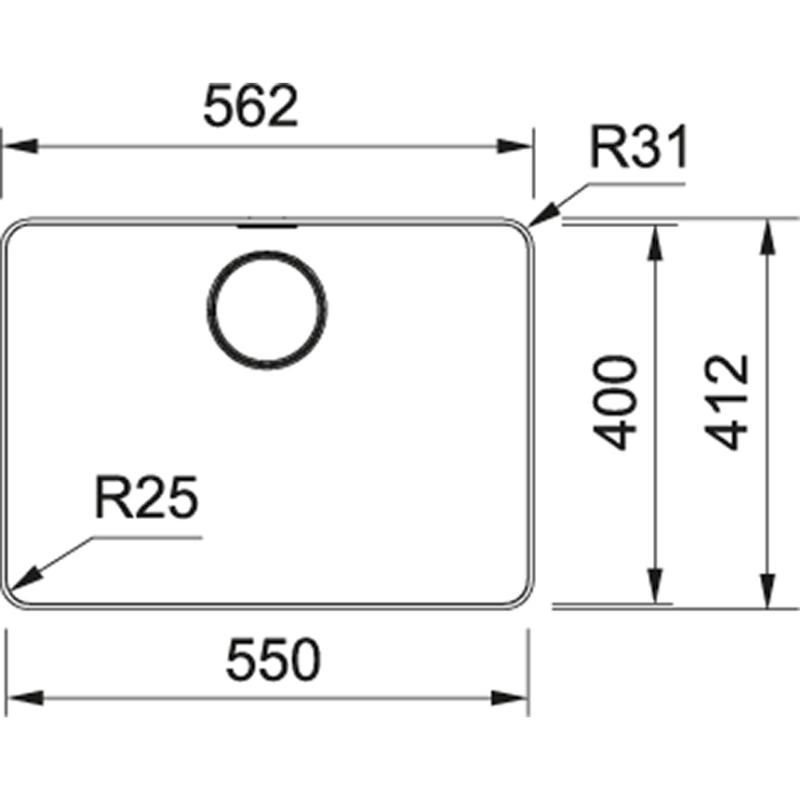 Fregadero Franke Mythos MYX 210.55 de acero inoxidable 55x40cm enrasado 127.0638.277