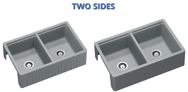 GraniteMy Tradition fregadero doble campestre de granito de 2 lados 80x50cm blanco instalación superior, inferior y al ras 1208953698