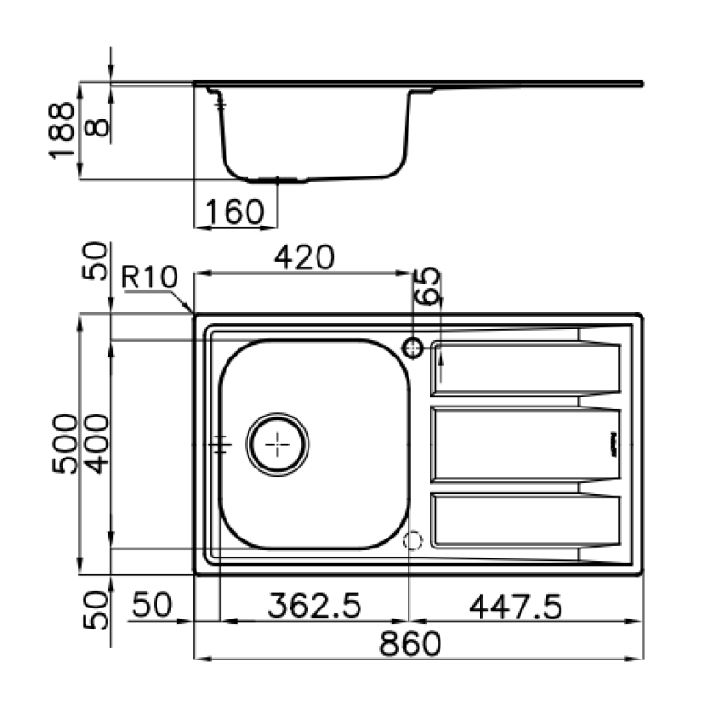 Foster Marine fregadero de acero inoxidable 316 reversible con escurridor 86x50cm montaje en superficie 1208953725.