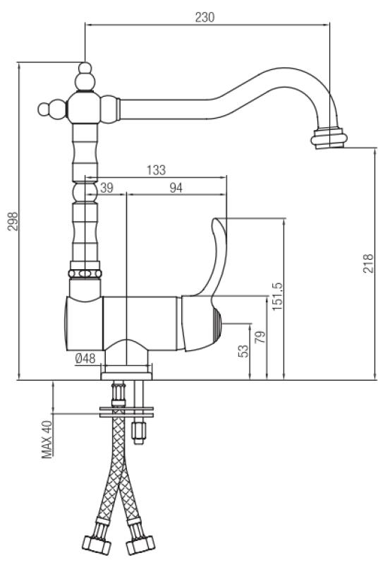 Grifo de cocina PB Vintage Nostalgic de ventana abatible Bronce 1208953756