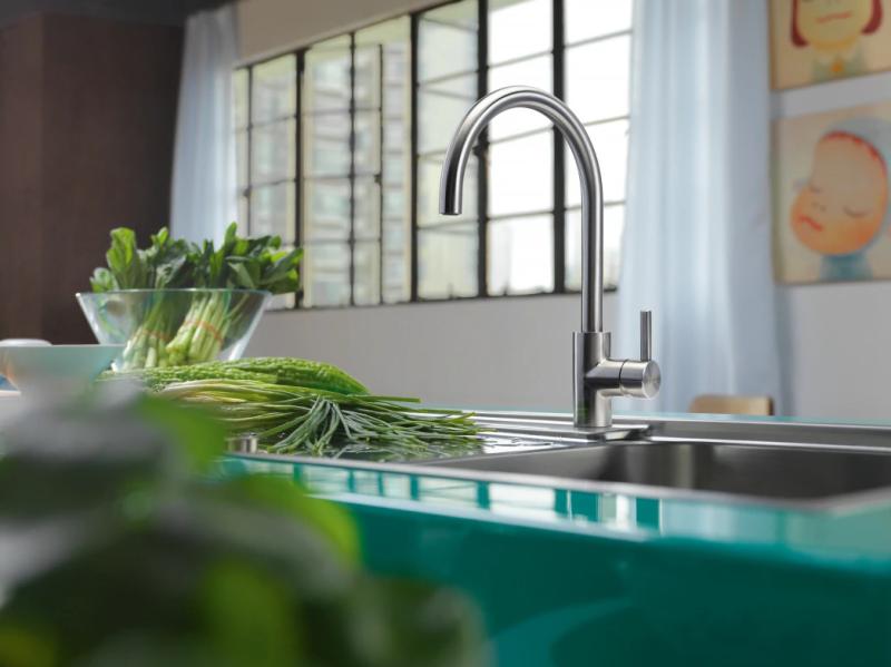 Grifo de cocina Franke Eos Neo caño giratorio completo acero inoxidable 115.0590.044