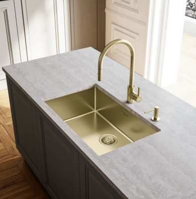 Franke golden Kitchen tap Eos Neo with spout pull-out spray head pvd gold 115.0681.244
