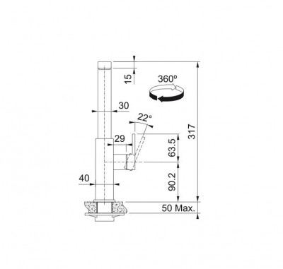 Franke solid stainless steel kitchen tap Mythos with swivel spout stainless steel 115.0547.852