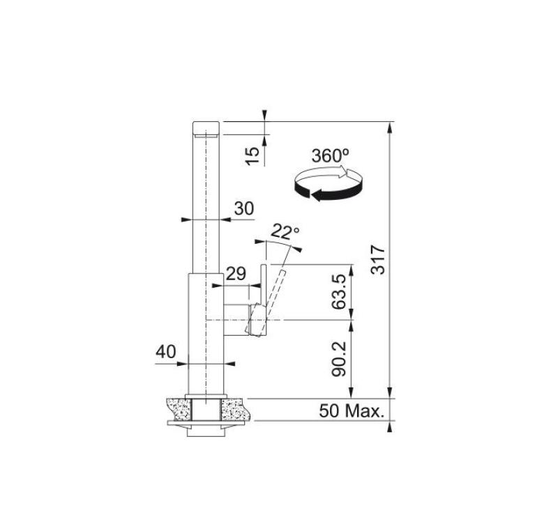 Grifo de cocina Mythos de acero inoxidable macizo Franke con caño giratorio acero inoxidable 115.0547.852