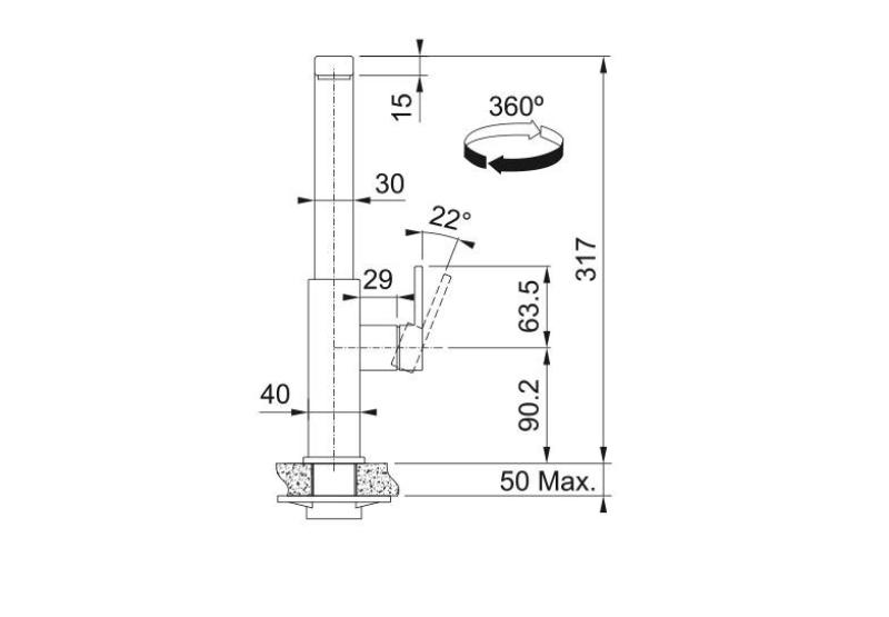 Grifo de cocina Franke negro satinado Mythos con caño giratorio 115.0550.441