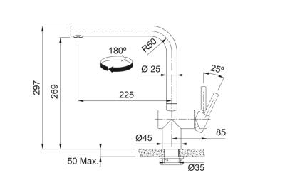 Franke solid stainless steel sensor Kitchen tap Atlas Neo swivel spout stainless steel 115.0625.489