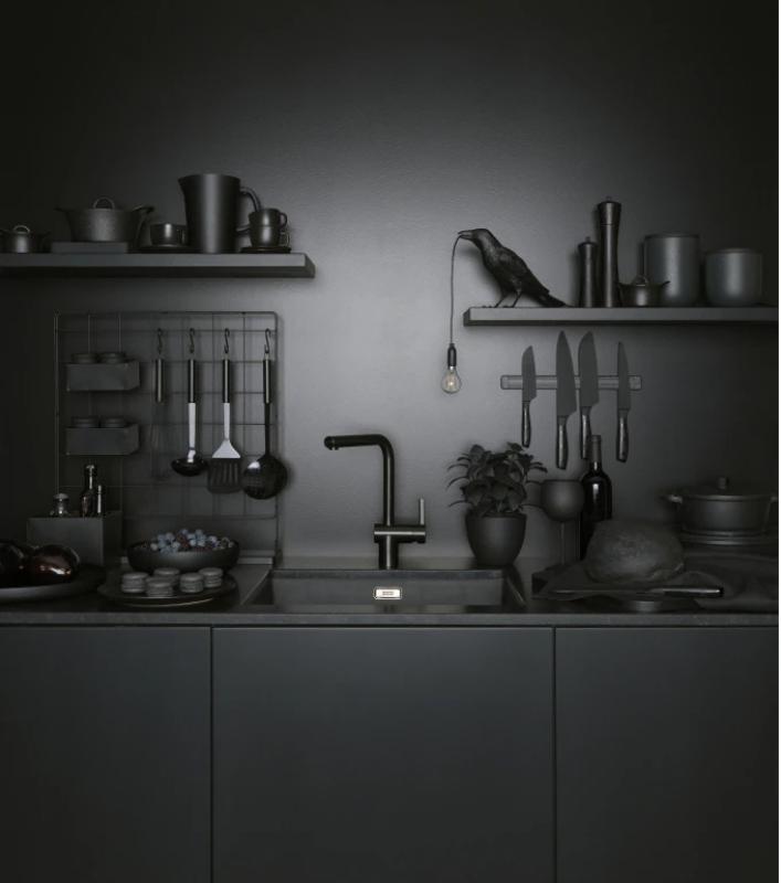 Grifo de cocina Franke Atlas Neo Sensor negro satinado  caño giratorio 115.0625.525