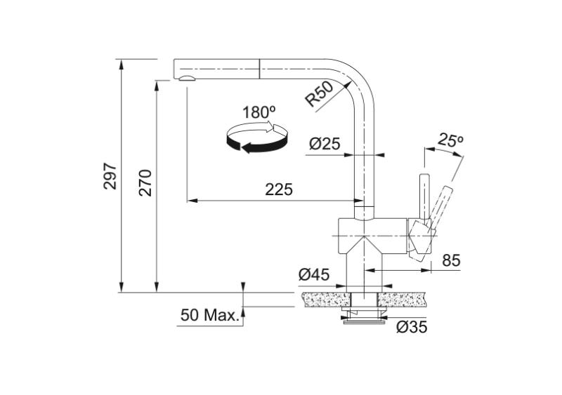 Grifo de cocina Franke Atlas Neo Sensor de acero inoxidable satinado con caño extraíble acero inoxidable 115.0625.523