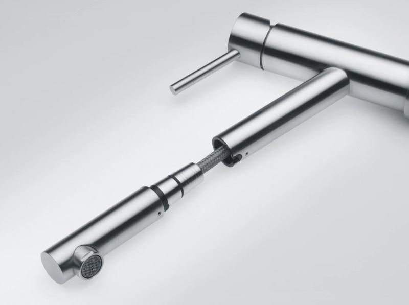 Grifo bajo de cocina Franke Orbit de acero inoxidable macizo con caño extraíble acero inoxidable 115.0569.461