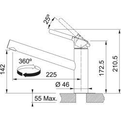 Grifo bajo de cocina Franke Orbit con caño giratorio cromado 115.0623.054