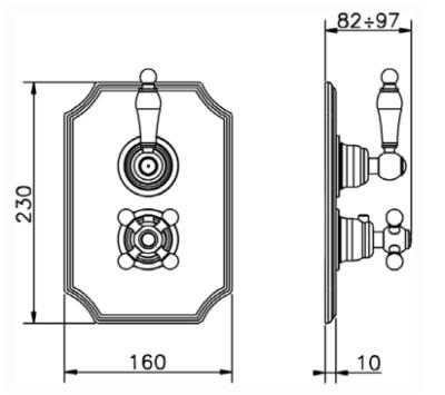 PB classic nostalgic classic built-in shower set chrome with hand shower and rain shower 225mm 1208953841