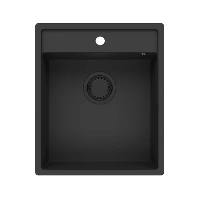 GraniteMy Bremen granite sink 44x52 cm black top-mount, under-mount, and flush-mount with tap hole bank 1208953870