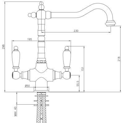 PB Nostalgic classic country kitchen tap matt black with white handles 1208953912