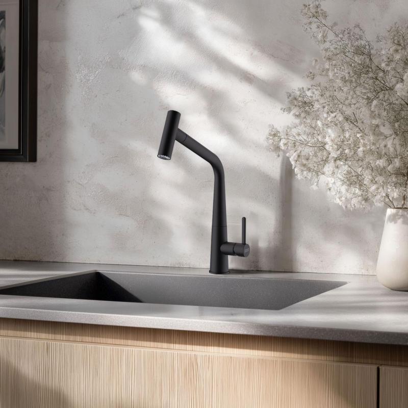 Grifo de cocina Franke Icon negro mate con caño extraíble 115.0625.190