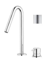 Grifo Waterevolution Flow de 2 orificios para lavabo de acero inoxidable con caño pequeño V 127 mm T1121VIE
