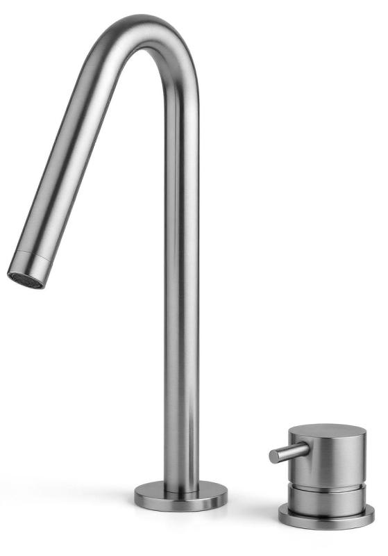 Grifo Waterevolution Flow de 2 orificios para lavabo de acero inoxidable con caño pequeño V 127 mm T1121VIE