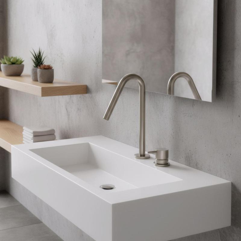 Grifo Waterevolution Flow de 2 orificios para lavabo de acero inoxidable con caño pequeño V 127 mm T1121VIE