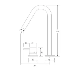 Grifo Waterevolution Flow de 2 orificios para lavabo cromado con caño alto V 227mm T1122V01