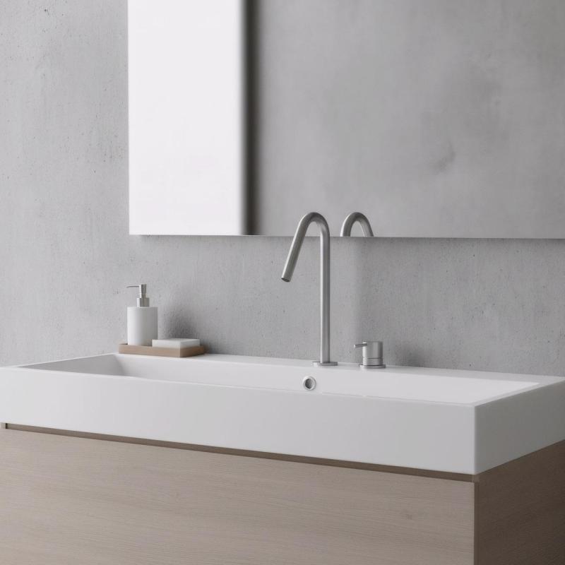 Grifo Waterevolution Flow de 2 orificios para lavabo de acero inoxidable con caño alto V 227mm T1122VIE