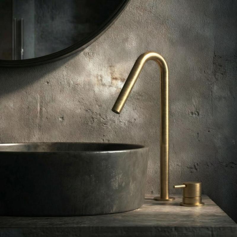 Grifo Waterevolution Flow de 2 orificios para lavabo en latón satinado con caño alto V 227mm T1122VLE