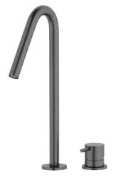 Grifo de lavabo Waterrevolution Flow de 2 orificios, acabado PVD Gun Metal, con caño alto en V de 120 mm T1122VGME