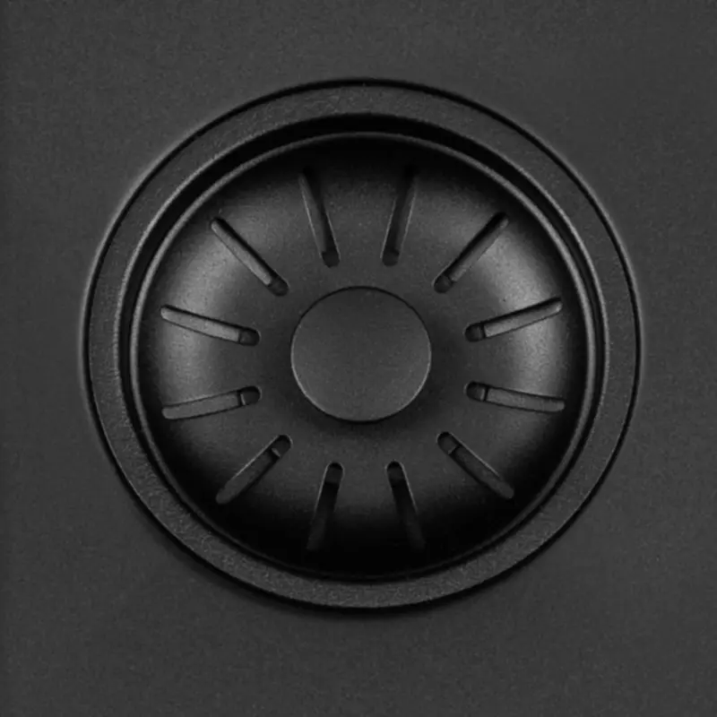Fregadero Lorreine 50BQ-FU de cuarzo negro 50x40cm bajo encimera y enrasado con tapón de rejilla negro 1208954002
