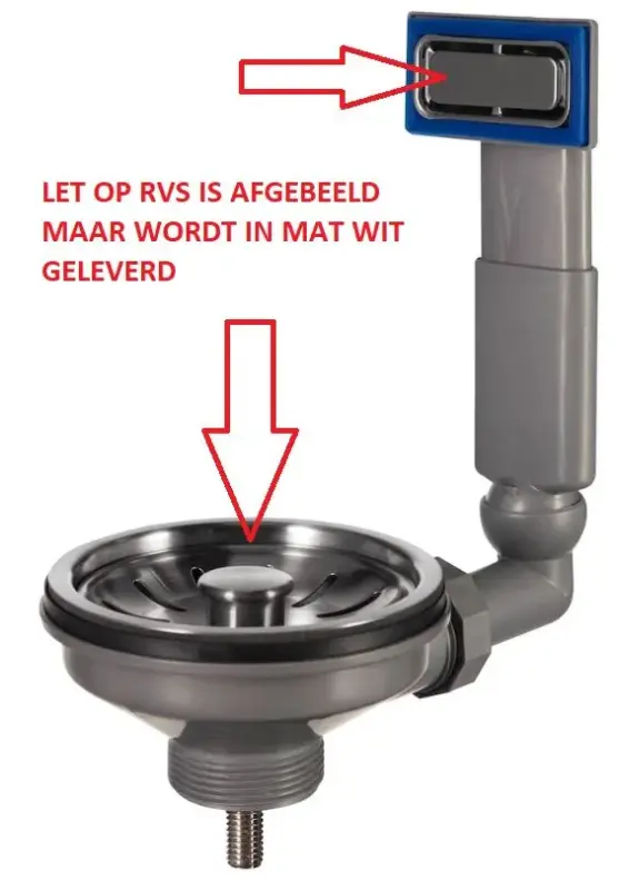 Juego de tapón rejilla de fregadero Lorreine blanco mate con rebosadero 1208954014