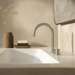 Grifo Waterevolution Flow de 2 orificios para lavabo de acero inoxidable con caño bajo U de 113 mm T1121UIE