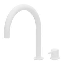 Grifo de lavabo Waterevolution Flow de 2 orificios, blanco, con caño bajo de 113 mm T1121UBR