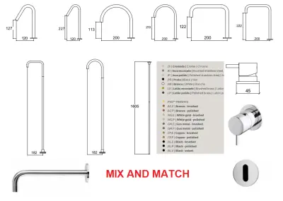 Waterevolution Flow 2-hole sink faucet black with low U-Shaped 113mm spout T1121UPR
